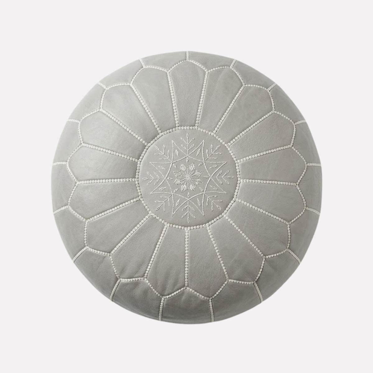 Genuine Moroccan Leather Pouf – Handcrafted Embroidered Ottoman Footstool